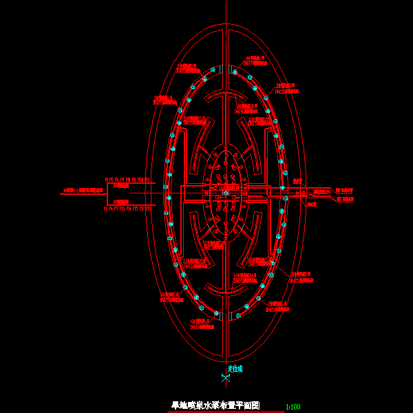 一份旱地喷泉水泵布置CAD平面图