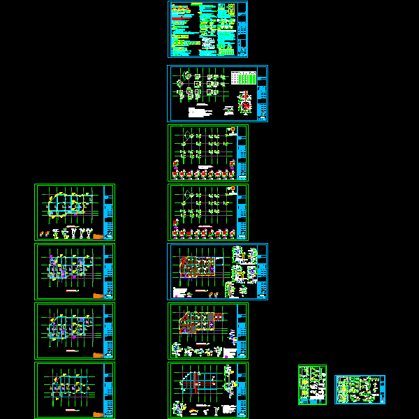 3层框架结构住宅小区商业楼结构CAD施工图纸(dwg)(丙级独立基础)