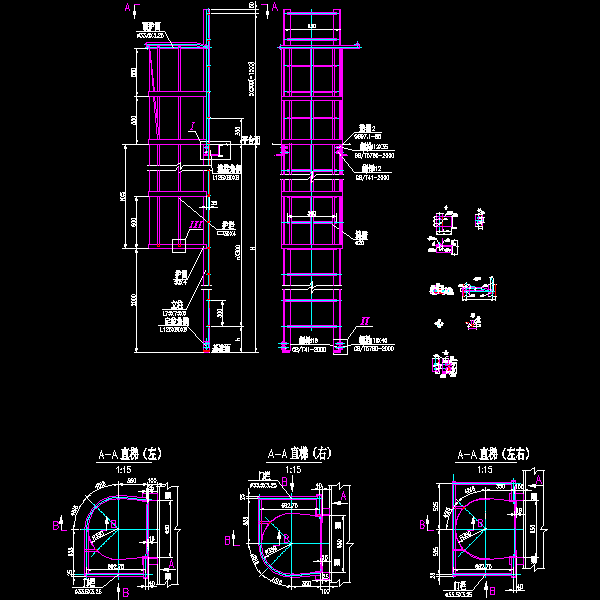 工业炉直梯节点构造CAD详图纸(dwg)