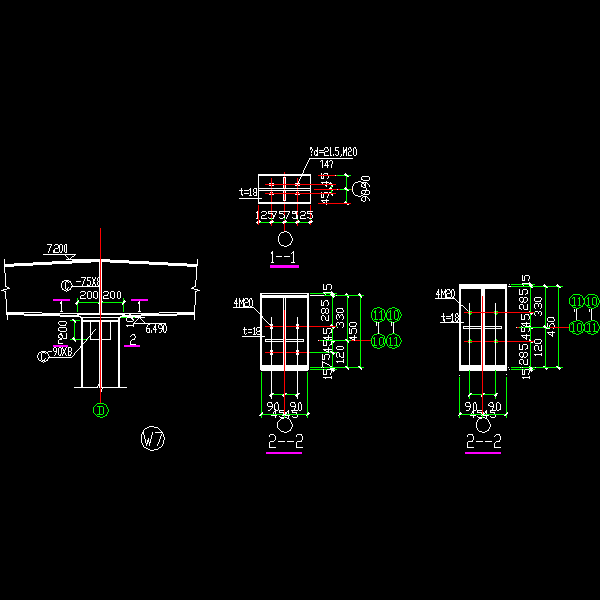 中梁柱节点构造详细设计CAD图纸(1)