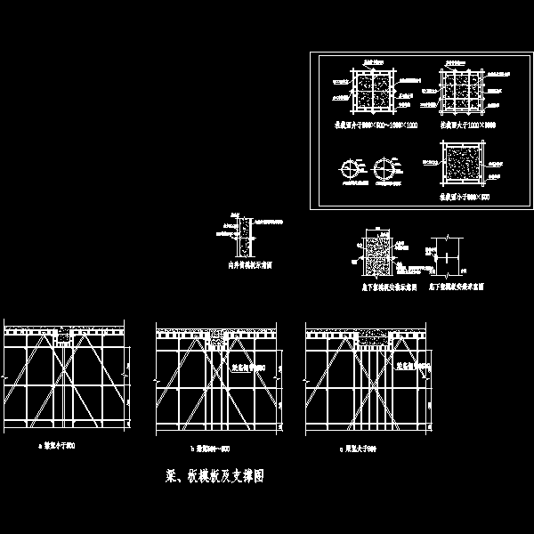 一份电网梁、板、柱模板示意节点构造详细设计CAD图纸