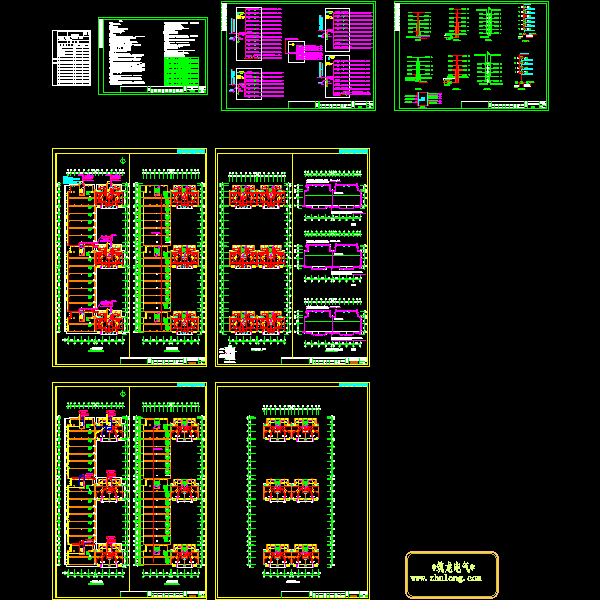 安置小区6层住宅电气CAD施工图纸(照明灯具布置)(TN-C-S)