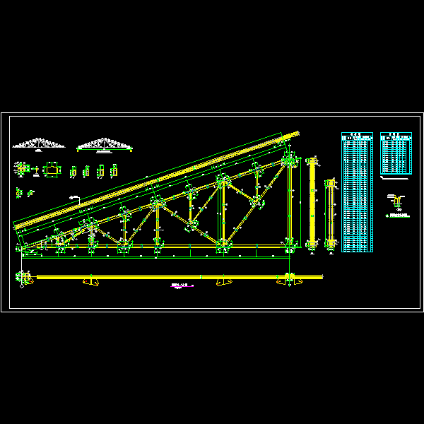 一份三角形钢桁架节点构造详细设计CAD图纸(材料表)