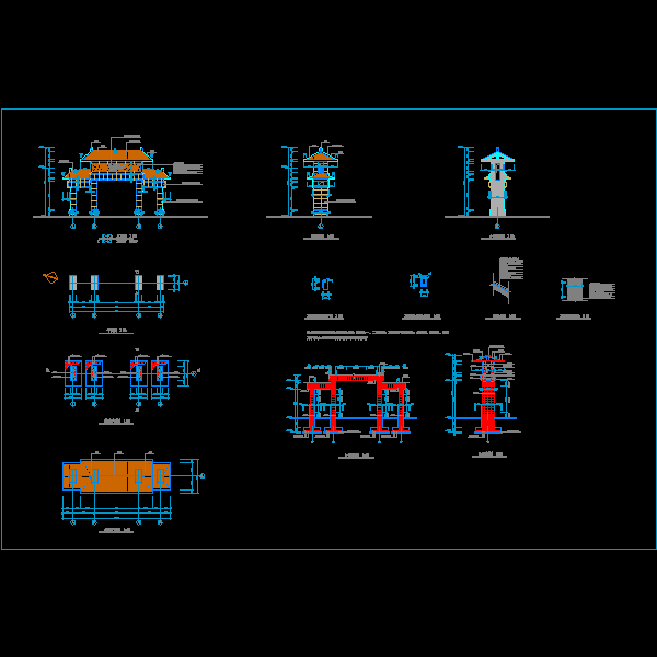 一份黄公祠牌坊建筑结构CAD施工方案图纸