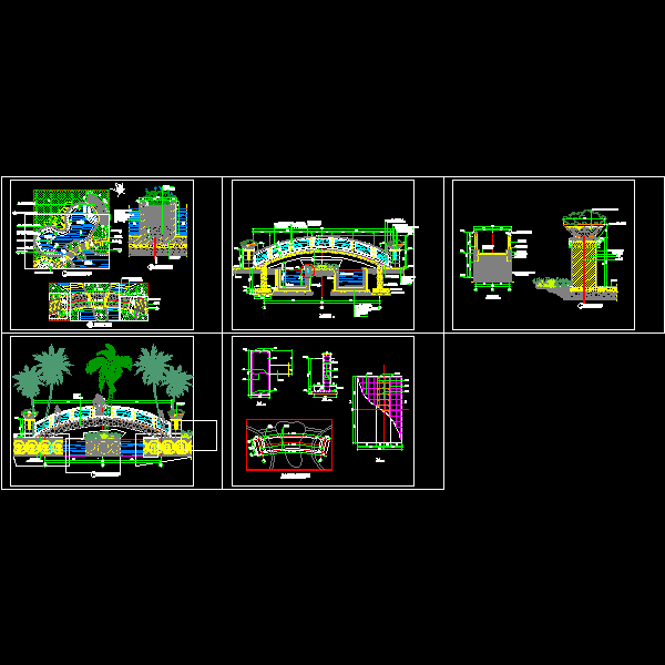 艺术造型拱桥CAD施工图纸(基础结构)(dwg)