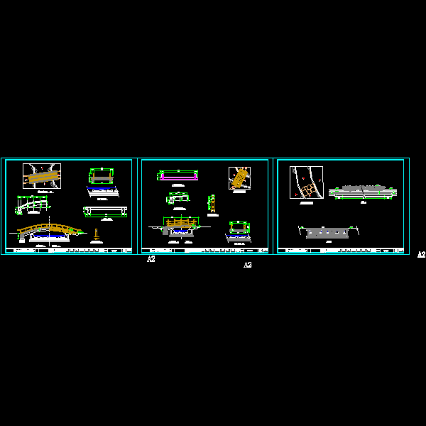景观拱桥施工CAD详图纸(dwg)