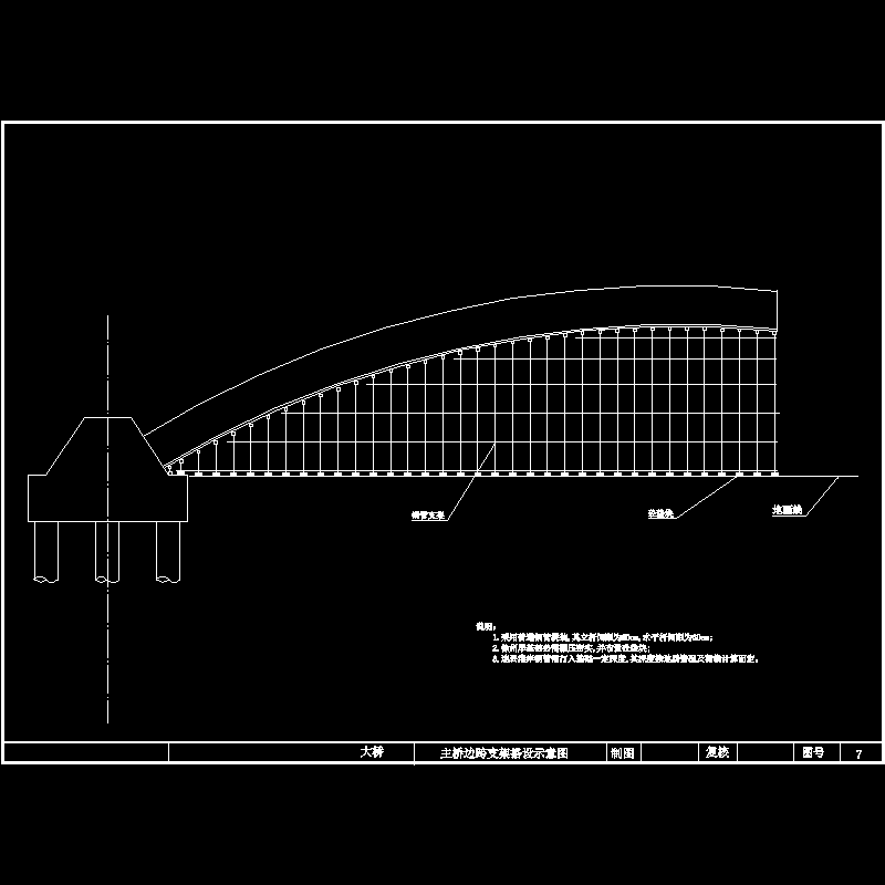 桥梁拱桥边墩支架示意CAD图纸(荷载计算)(dwg)