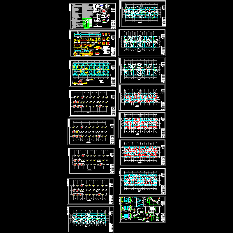 4层框架办公楼结构CAD施工图纸(dwg)(丙级条形基础)(二级结构安全)