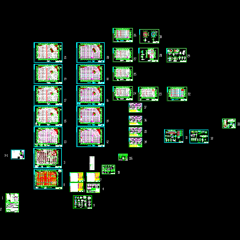 框架楼结构CAD图纸(地下室大样图)(dwg)(桩基础)