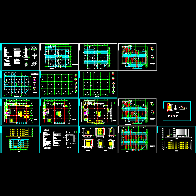 中型商场建筑结构CAD图纸(人工挖孔桩基础)(dwg)