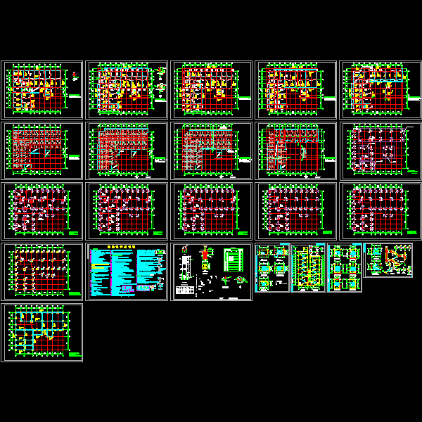 6层综合楼结构设计CAD施工图纸(dwg)(丙级桩基础)(二级结构安全)