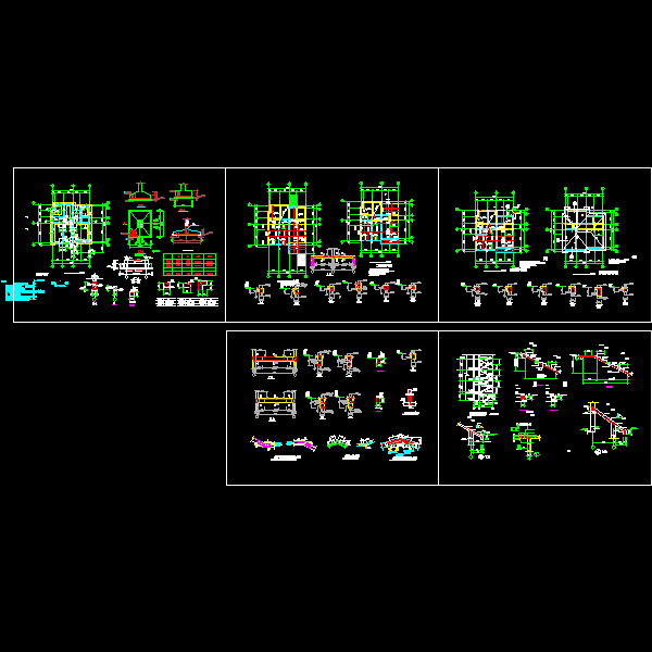 框架结构别墅楼建筑结构CAD图纸(dwg)(独立基础)