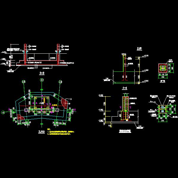 一份观光梯基础节点构造详细设计CAD图纸
