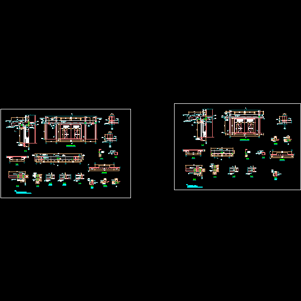 一份推拉门及雨篷节点构造详细设计CAD图纸(预埋件)