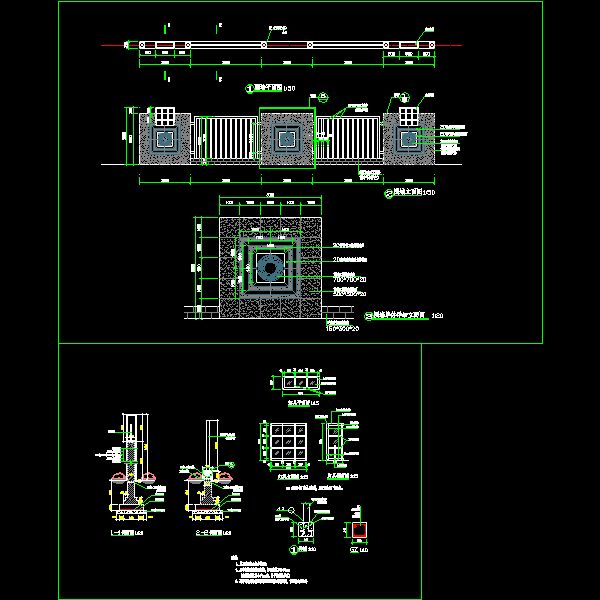 小区围墙施工CAD详图纸(dwg)