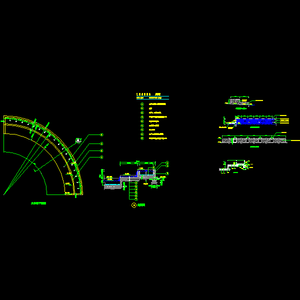 弧形跌水景墙施工大样(平面图)