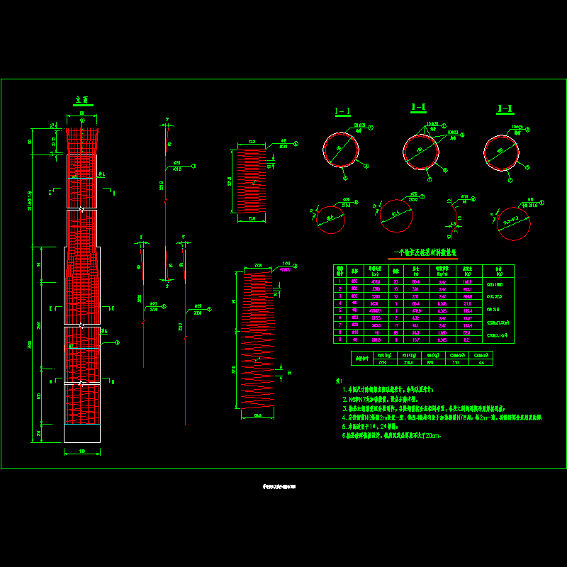 一份空心板桥墩墩柱及桩基钢筋布置节点CAD详图纸设计(沥青混凝土)(dwg)
