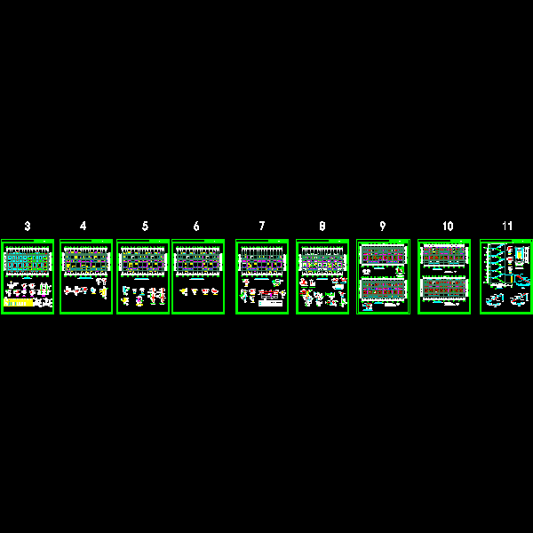 5层厂房结构设计CAD施工图纸(dwg)(条形基础)