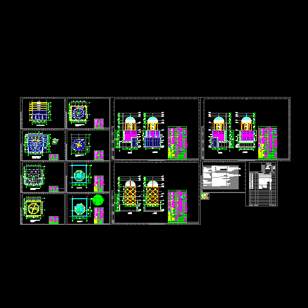 屋顶钟楼结构设计CAD施工图纸(dwg)(二级结构安全)