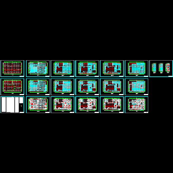 学生会堂结构设计CAD图纸(dwg)(二级结构安全)