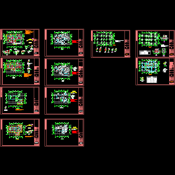 3层框架别墅结构设计CAD图纸(dwg)