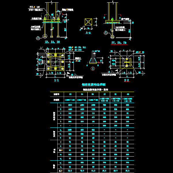 一份钢柱柱脚节点构造详细设计CAD图纸
