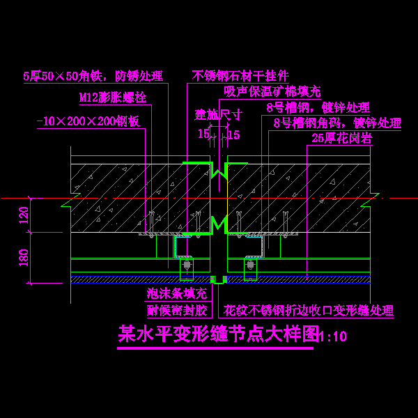 玻璃幕墙变形缝节点 - 1