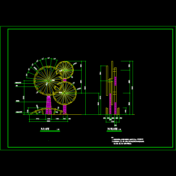 风车设计CAD详图纸(立面)(dwg)