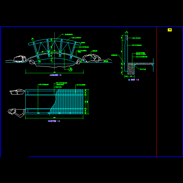 景观木桥施工CAD详图纸(dwg)