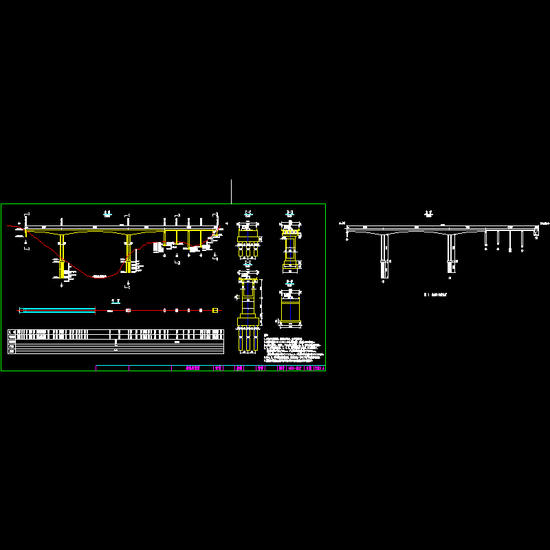 三跨预应力混凝土连续刚构桥总体布置CAD图纸(dwg)