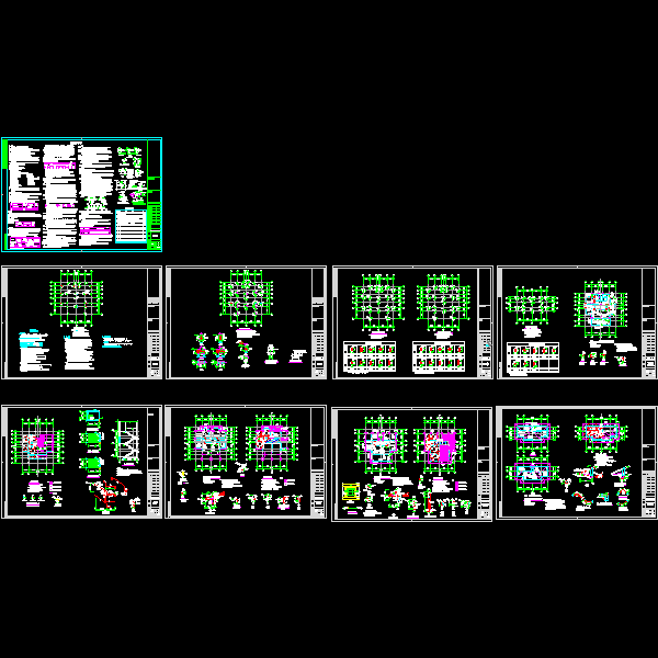 3层框架别墅住宅结构CAD施工图纸(dwg)(6度抗震)(丙级桩基础)