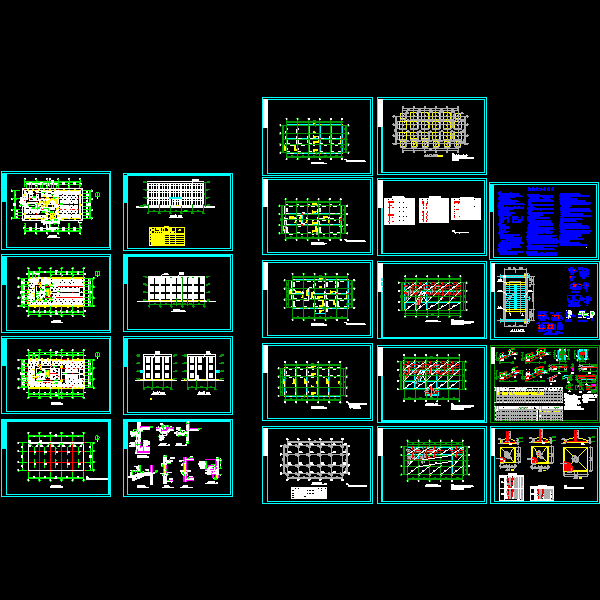 3层饭店框架结构建筑施工CAD图纸(dwg)(独立基础)