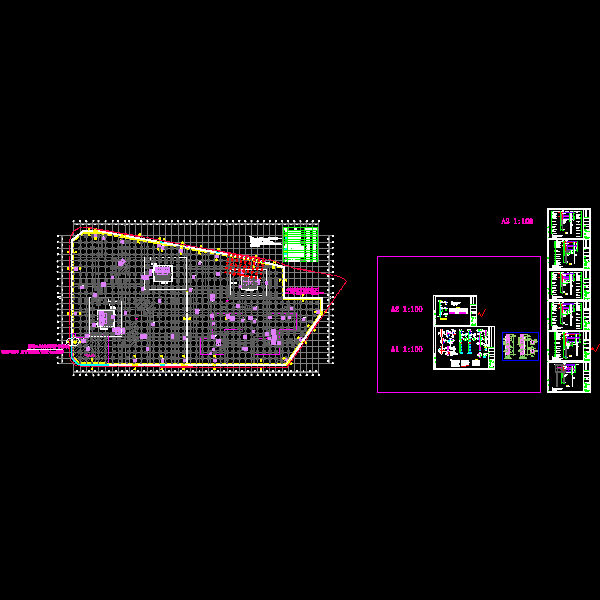 10米深基坑围护结构CAD施工图纸(dwg)