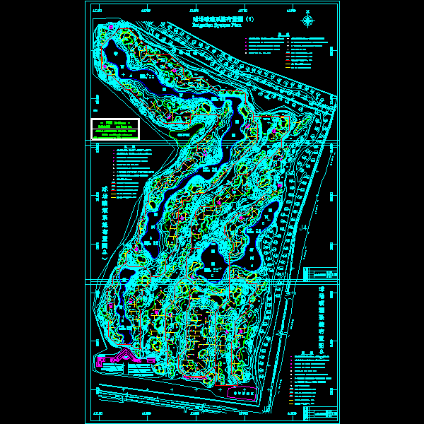 一份高尔夫球场地形及喷灌系统CAD图纸
