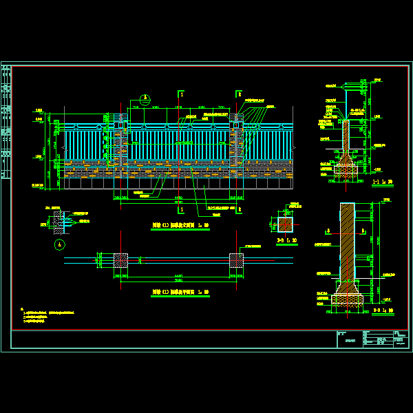 一份广场围墙施工详细设计CAD图纸
