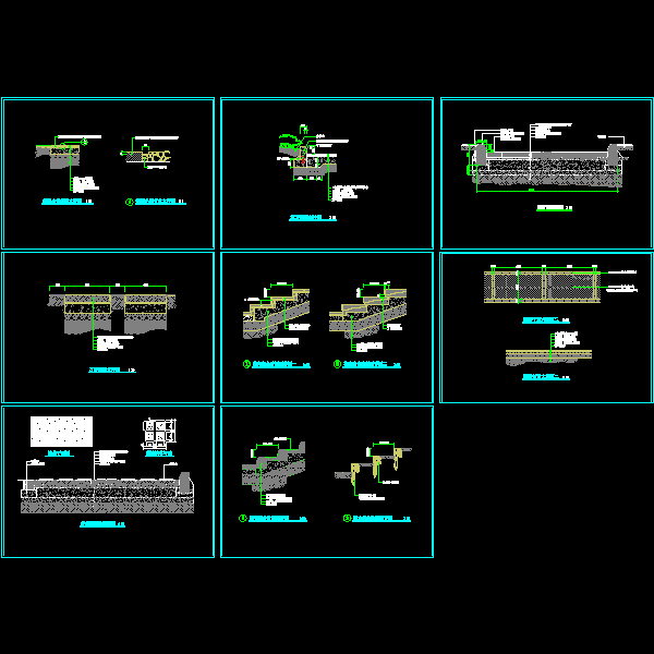 一份园林道路标准详细设计CAD图纸十例，