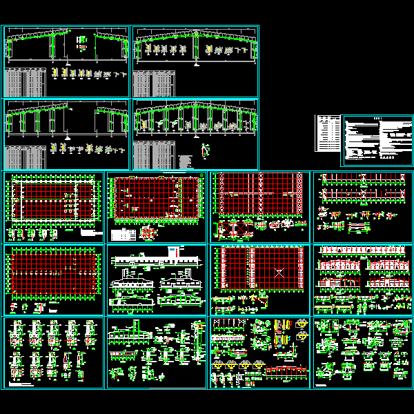 一份48米双跨钢结构厂房结构CAD施工图纸（dwg格式）