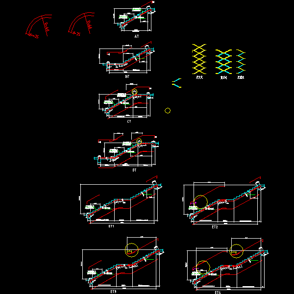 一份各种楼梯配筋CAD图纸
