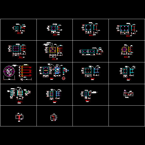 一份常用预埋件节点构造详细设计CAD图纸(柱间支撑)