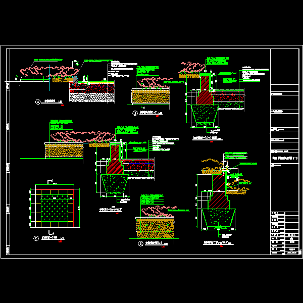 四种树池种植池做法CAD详图纸(dwg)