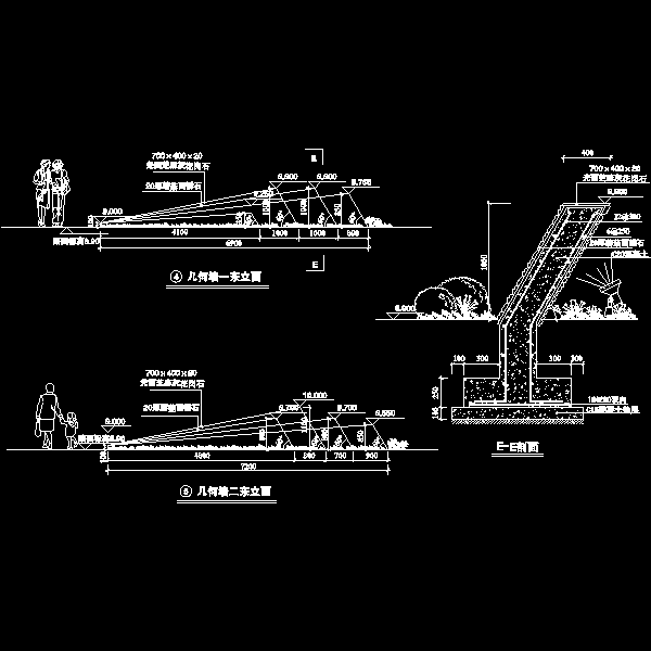 几何挡墙CAD施工图纸(dwg)