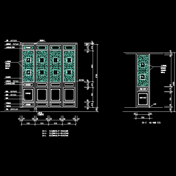 门部花窗景观设计CAD施工图纸(dwg)