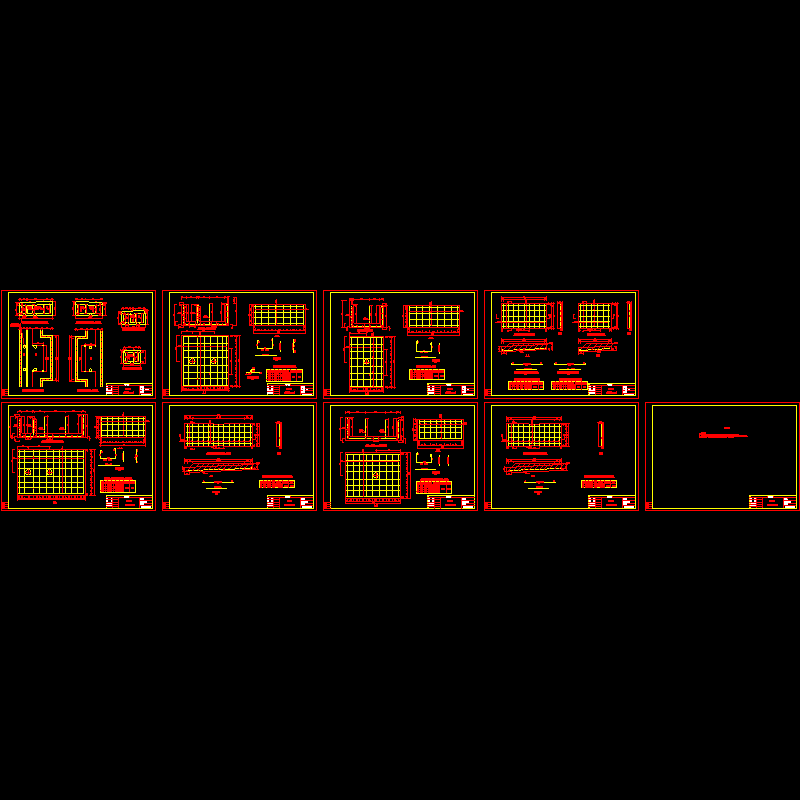 铁路路基电缆槽设计通用CAD图纸8张（说明配筋大样）(钢筋混凝土)(dwg)