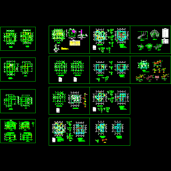 3层框架别墅建筑结构设计CAD施工图纸(dwg)(独立基础)