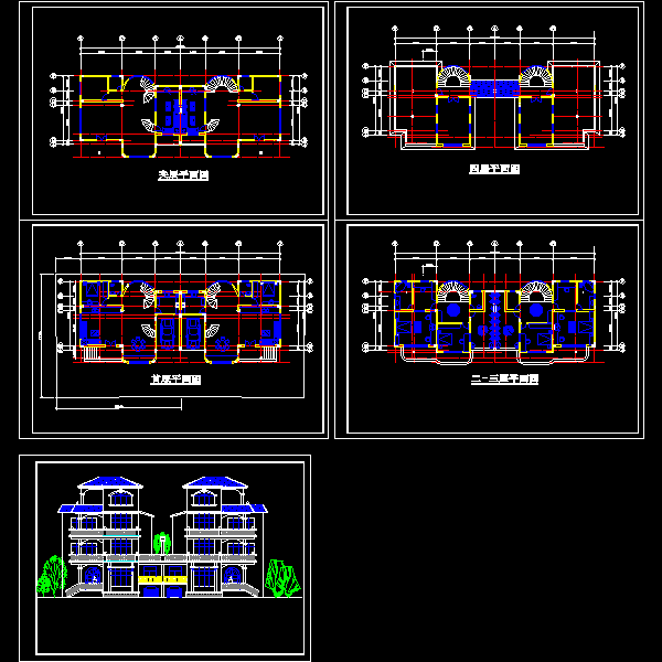 [CAD]别墅设计方案集-P型别墅