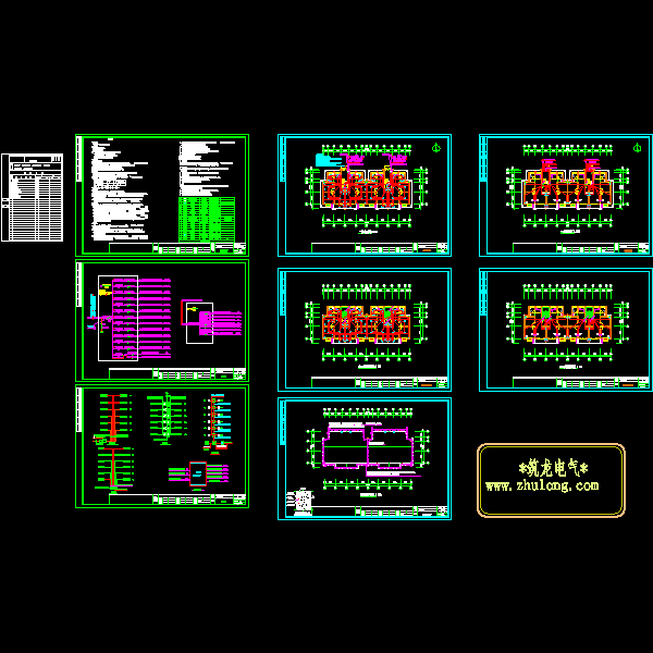 6层住宅楼电气CAD施工图纸(照明灯具布置)(TN-C-S)