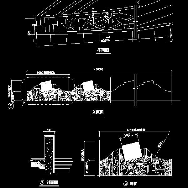 流水景墙CAD施工图纸(dwg)