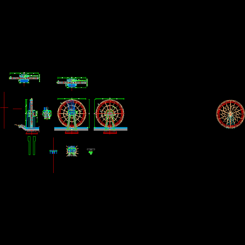 景观水车施工CAD详图纸(dwg)
