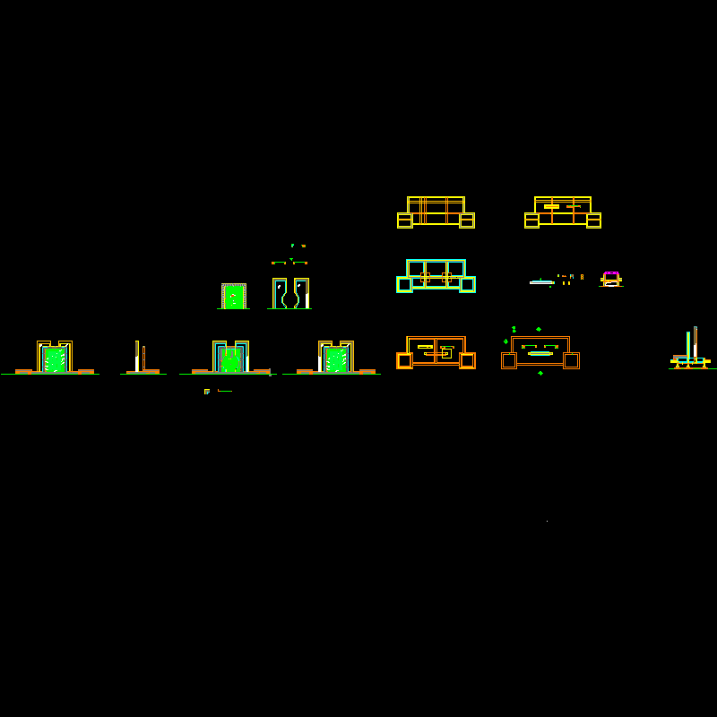 钢架玻璃景墙施工CAD详图纸(dwg)