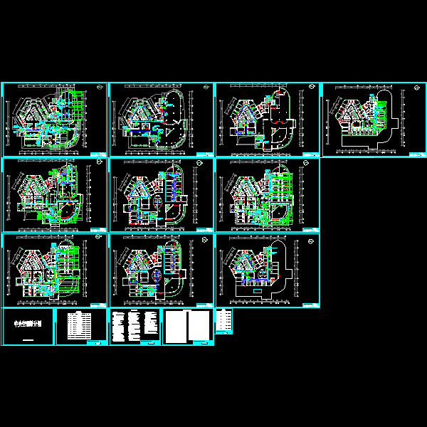 18层办公楼空调系统CAD施工图纸(风冷冷水机组)(dwg)